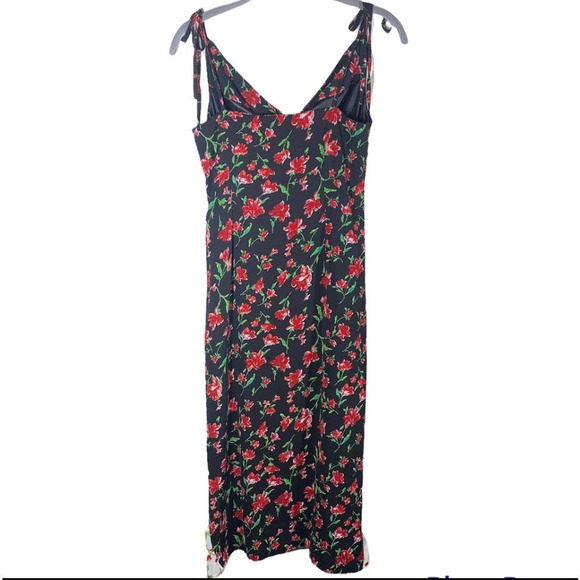 Missguided Floral Midi Dress Black Red Size 8 - Picture 2 of 8